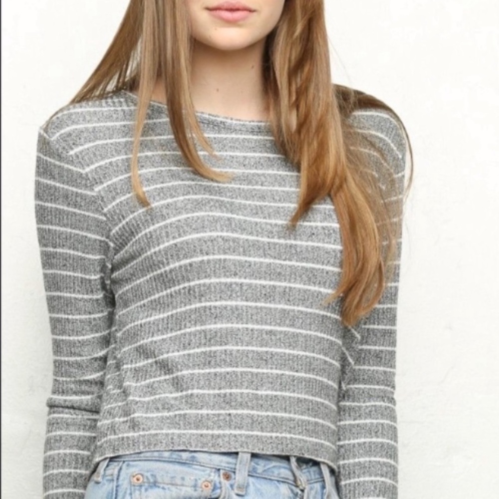 Brandy Melville Gray Striped Long Sleeve